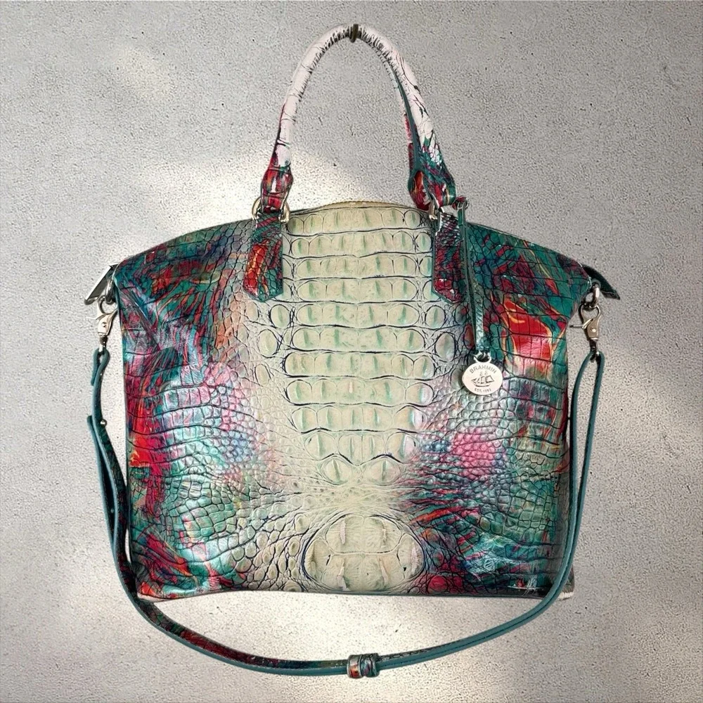 Brahmin Large Duxbury Satchel Dream Ombre Croc Embossed Bag